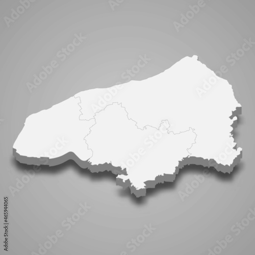 3d isometric map of Seine-et-Marne is a department in France