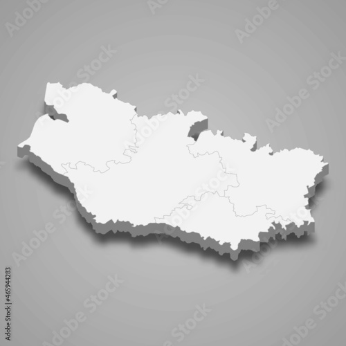 3d isometric map of Somme is a department in France