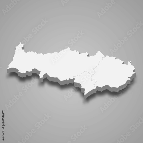 3d isometric map of Val-d'Oise is a department in France