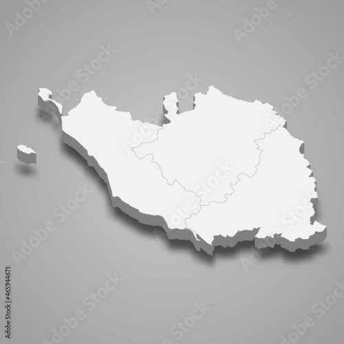 3d isometric map of Vendee is a department in France