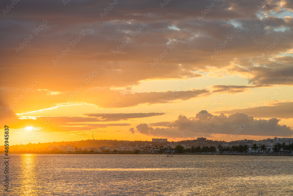 Sunset on Tunis lake - Tunisia Sunset on Tunis lake - Tunisia