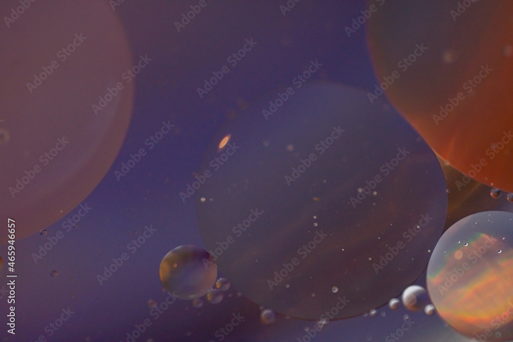 Oil bubbles in water. Macro shot.
Abstraction- universe, galaxy, planets - obrazy, fototapety, plakaty 
