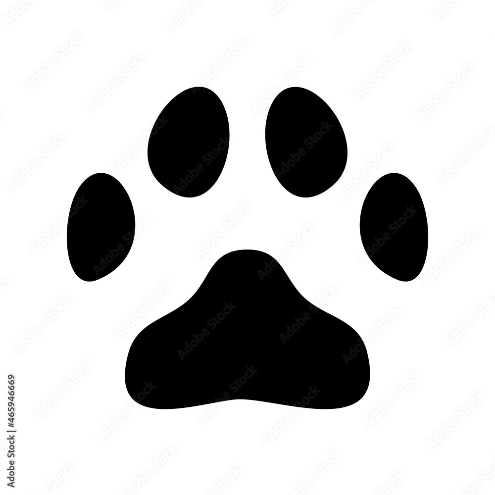 Black cat paw print. Trail of cat after dirty street on clean surface. Symbol of tiger walking along trail and panther running through vector puddles Black cat paw print. Trail of cat after dirty street on clean surface. Symbol of tiger walking along trail and panther running through vector puddles