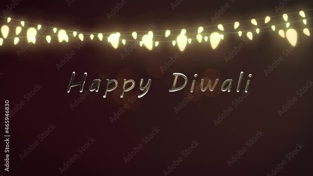 Animation of lights, shooting star and happy diwali over black background