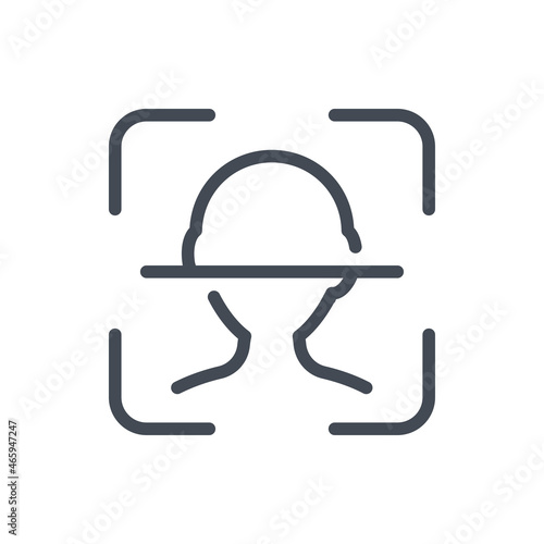 Face identification line icon. Biometric scan and face scanning vector outline sign.