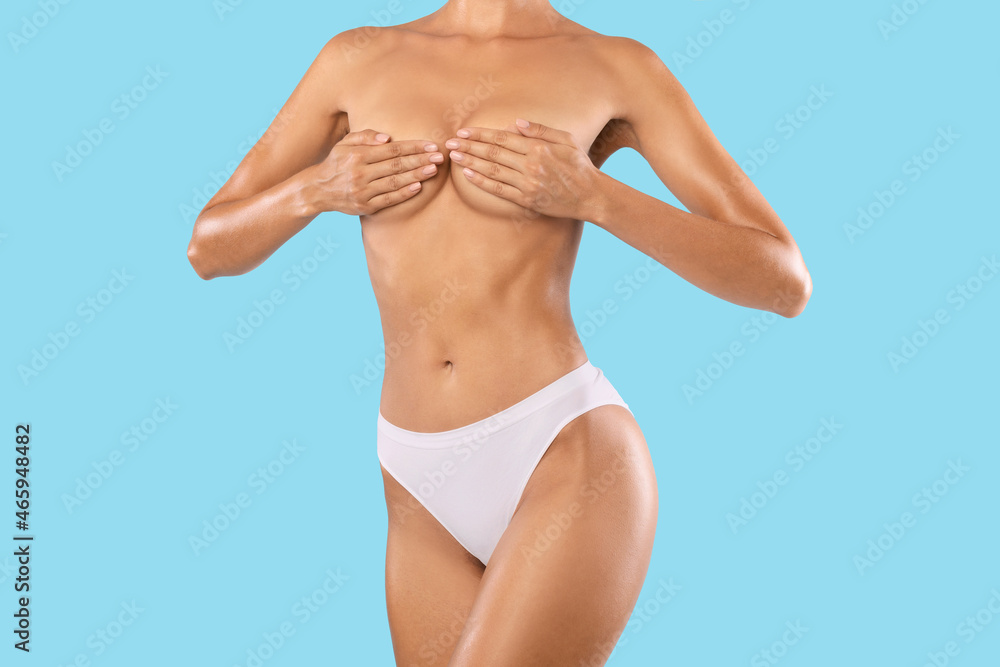 Fit Topless Female Covering Breast With Hands Fit Topless Female Covering Breast With Hands