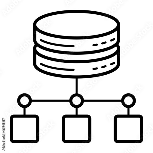 Distributed database Concept, decentralised independent computers Vector Icon Design, Big data Symbol, Business intelligence Sign,Web hosting and Data Center Stock Illustration