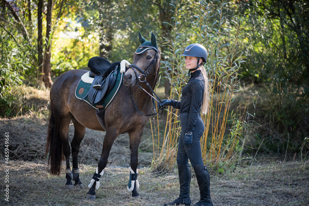 Reiterin mit deutschem Reitpony Reiterin mit deutschem Reitpony