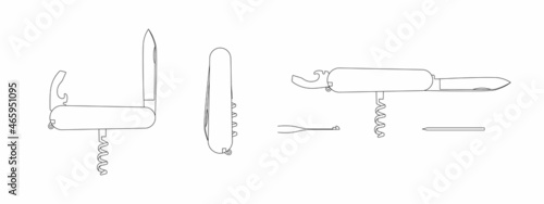 Set multi knife line icon concept. Multi knife vector linear illustration. photo