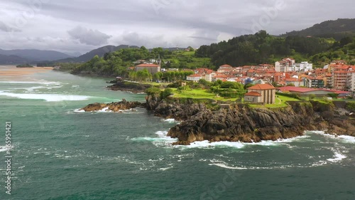 Aerial drone view of the Urdaibai Biosphere Reserve in Mudaka in the Basque Country photo