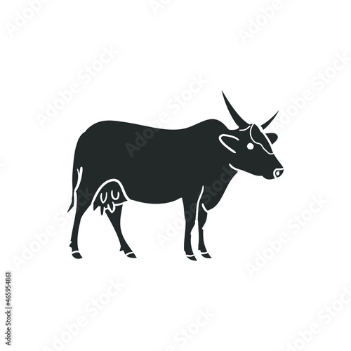Cow India Icon Silhouette Illustration. Animal Sacred Vector Graphic Pictogram Symbol Clip Art. Doodle Sketch Black Sign.