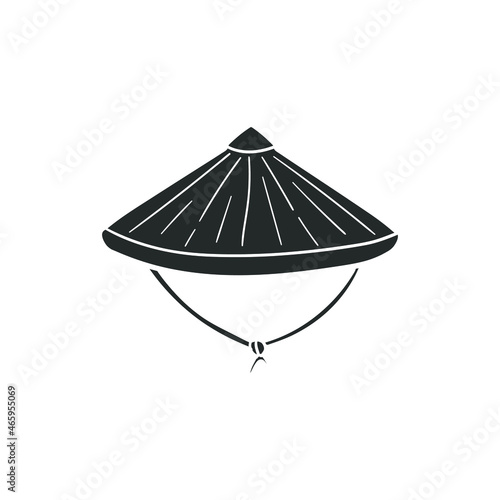 Japanese Hat Icon Silhouette Illustration. Oriental Cap Vector Graphic Pictogram Symbol Clip Art. Doodle Sketch Black Sign.