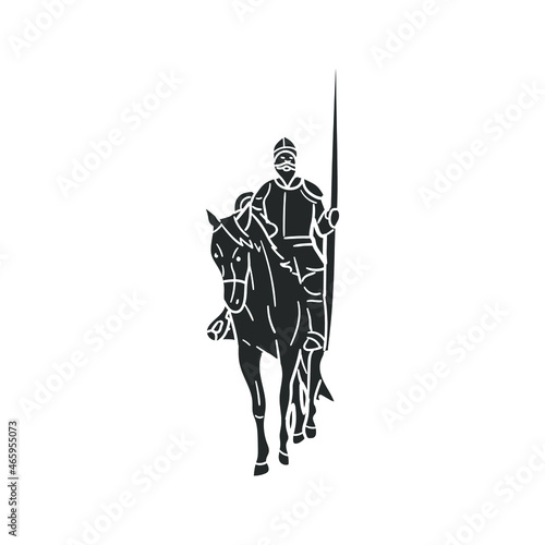 Knight Icon Silhouette Illustration. Chivalry Warrior Vector Graphic Pictogram Symbol Clip Art. Doodle Sketch Black Sign.