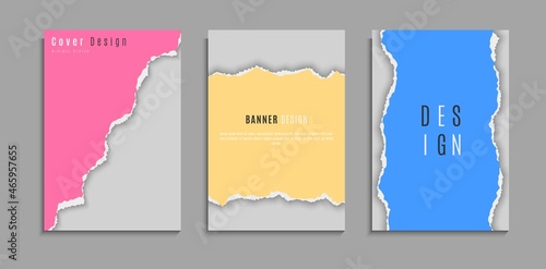 Minimal Abstract Colorful Set Of Paper Ripped Design Template