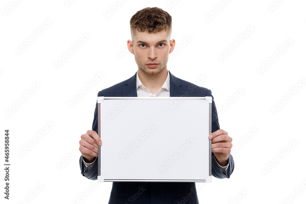 Young businessman is showing the word. Your text here Young businessman is showing the word. Your text here
