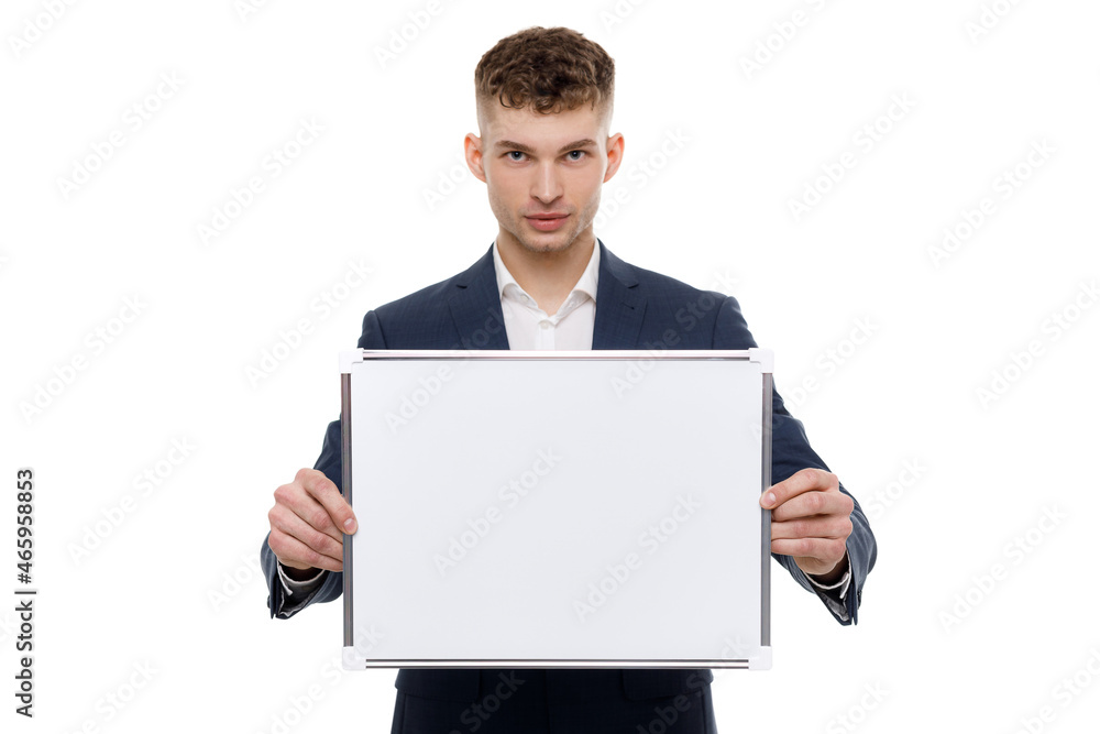 Young businessman is showing the word. Your text here Young businessman is showing the word. Your text here