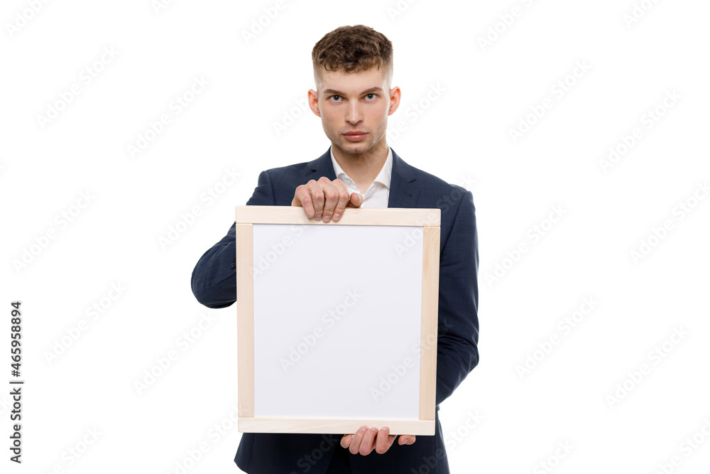 Young businessman is showing the word. Your text here Young businessman is showing the word. Your text here