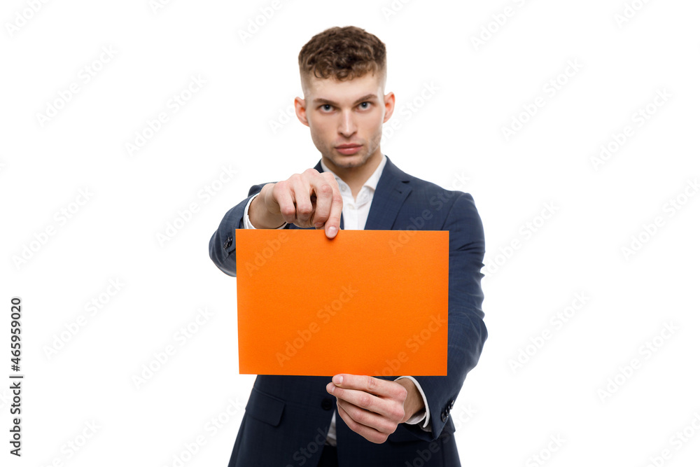 Young businessman is showing the word. Your text here Young businessman is showing the word. Your text here