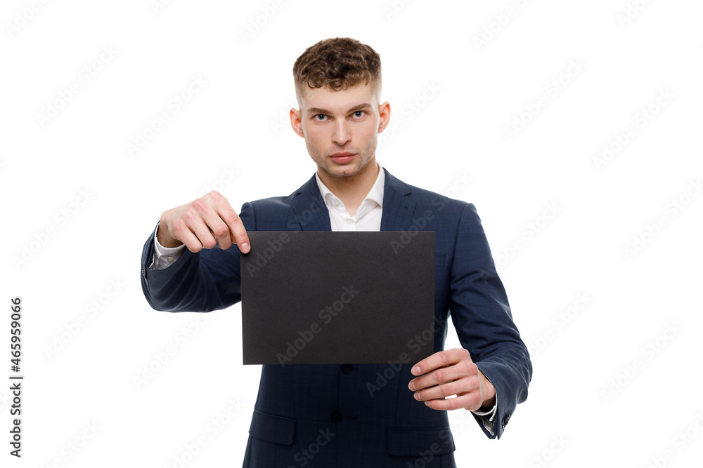 Young businessman is showing the word. Your text here Young businessman is showing the word. Your text here