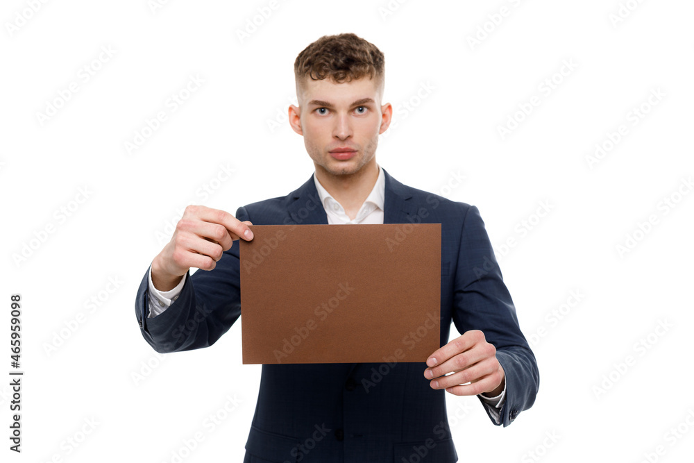 Young businessman is showing the word. Your text here Young businessman is showing the word. Your text here
