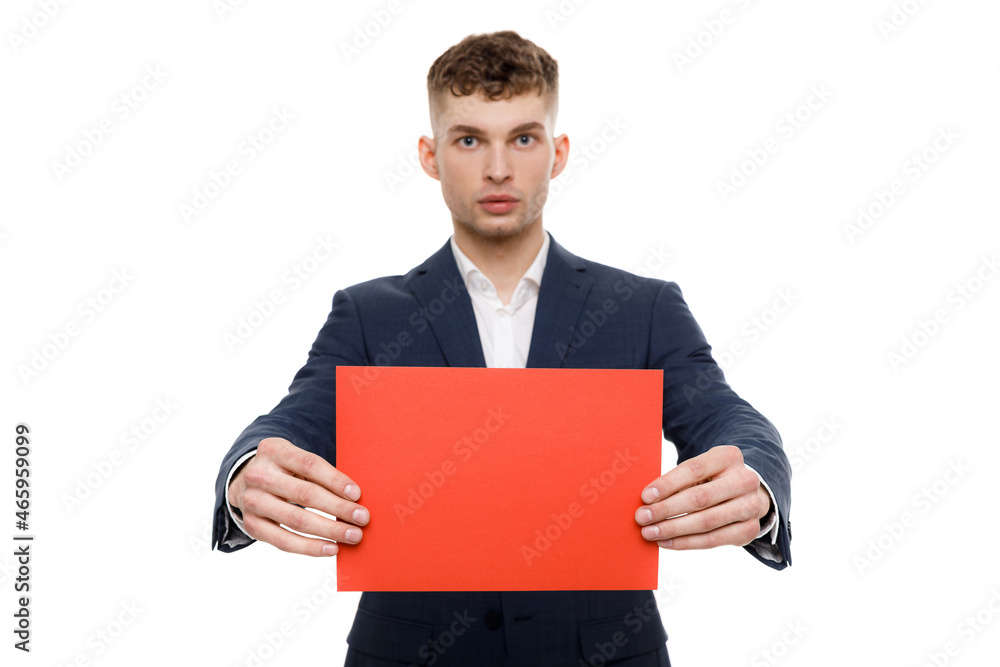 Young businessman is showing the word. Your text here Young businessman is showing the word. Your text here