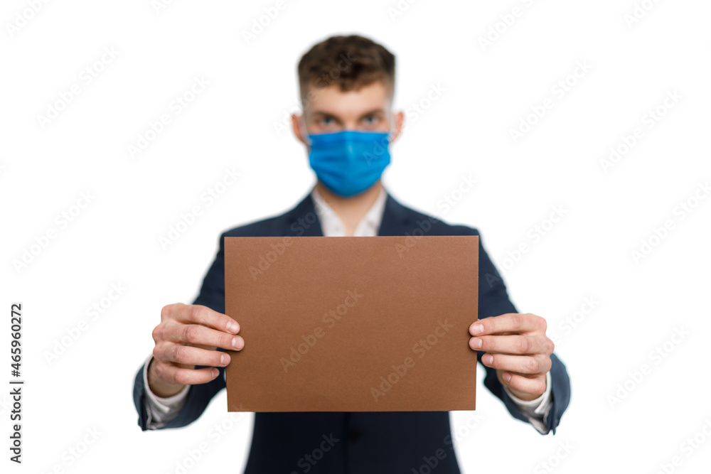 Young businessman is showing the word. Your text here Young businessman is showing the word. Your text here