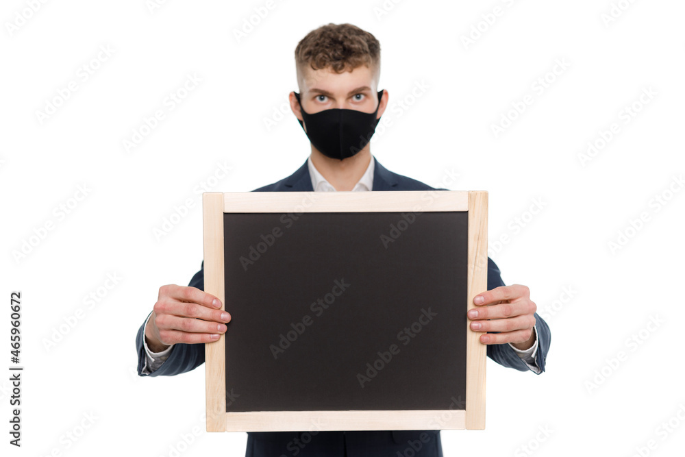 Young businessman is showing the word. Your text here Young businessman is showing the word. Your text here