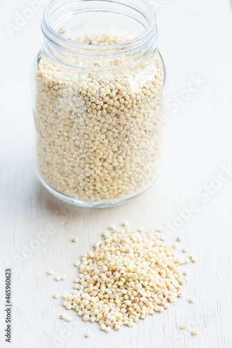 White Sorghum, a gluten free cereal in a glass jar