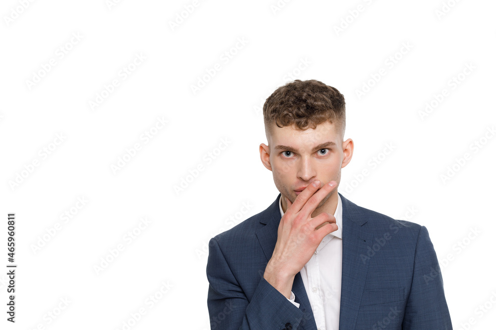Young businessman is showing the word. Your text here Young businessman is showing the word. Your text here