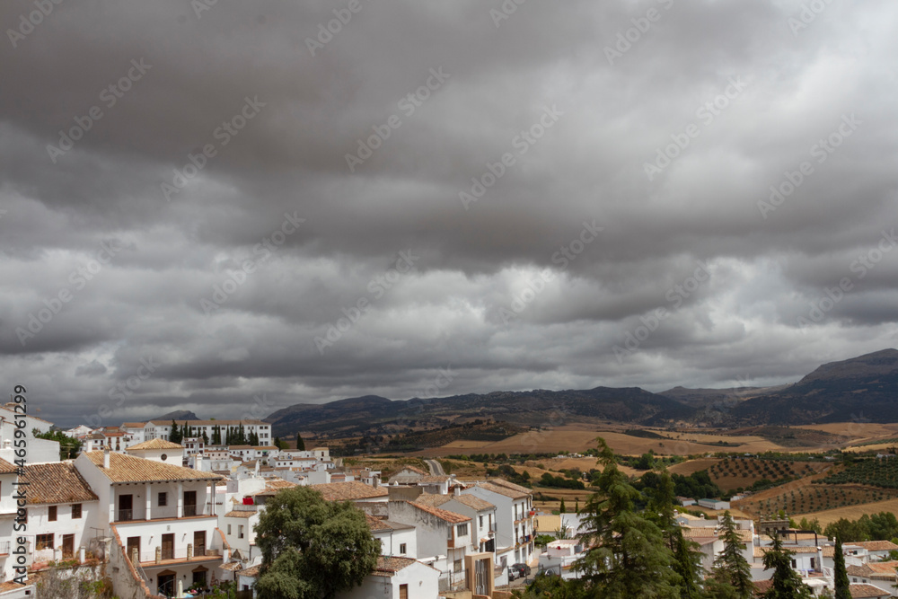 Vista de los campos de Ronda y sus casas, Málaga , Andalucía , España