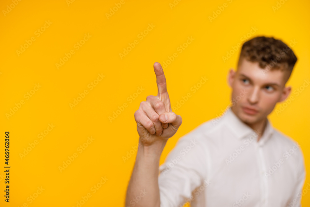 Young businessman is showing the word. Your text here Young businessman is showing the word. Your text here