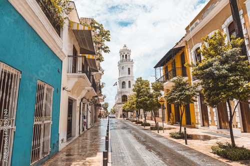 Serene street in Colonial Zone of Santo Domingo, Dominican Republic