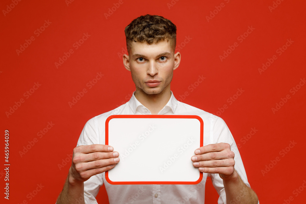 Young businessman is showing the word. Your text here Young businessman is showing the word. Your text here