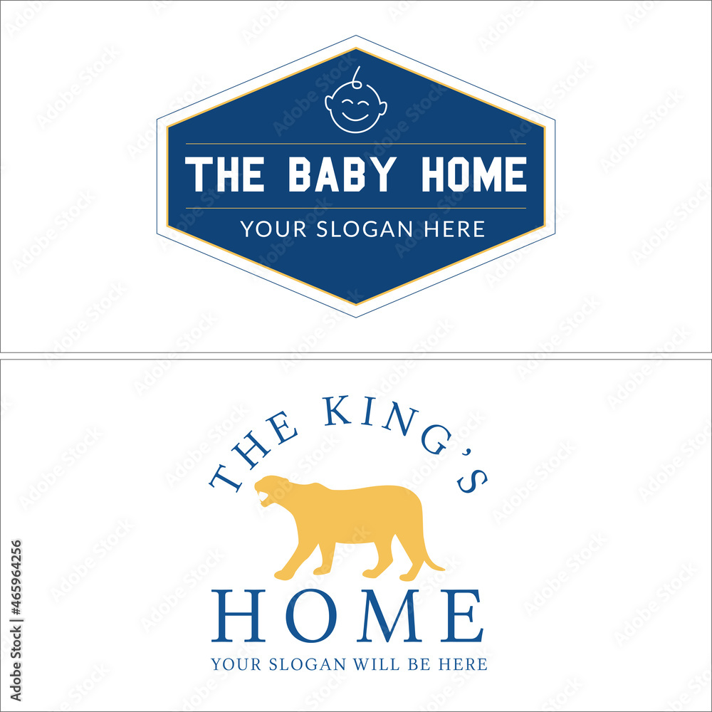 Baby home tiger kings logo design vector illustration