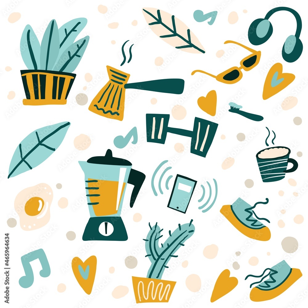 vector pattern set for breakfast utensils and food vector pattern set for breakfast utensils and food