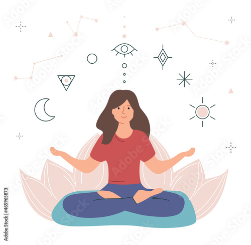 Young woman doing yoga.