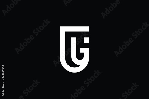 GU logo letter design on luxury background. UG logo monogram initials letter concept. GU icon logo design. UG elegant and Professional letter icon design on black background. G U UG GU photo