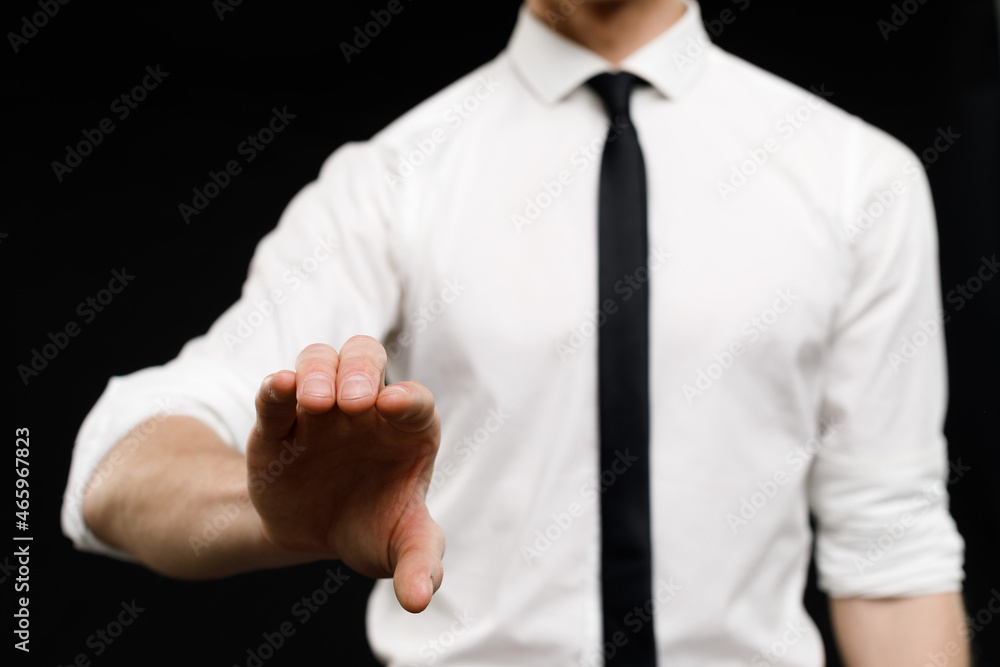 Young businessman is showing the word. Your text here Young businessman is showing the word. Your text here