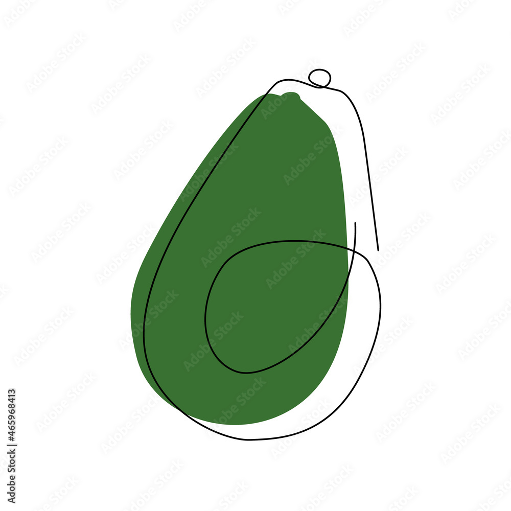 Stylized avocado isolated on white background. One line vector icon, logo, or symbol. Vector illustration. Stylized avocado isolated on white background. One line vector icon, logo, or symbol. Vector illustration.