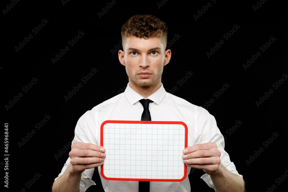Young businessman is showing the word. Your text here Young businessman is showing the word. Your text here