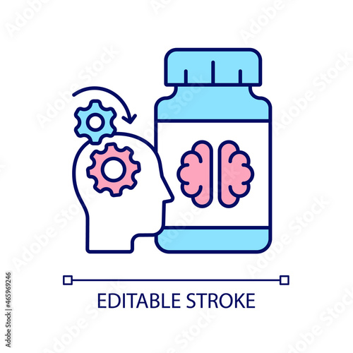 Mental work supplements RGB color icon. Natural brain enhancers. Supplements for better brain function. Nootropic medication. Isolated vector illustration. Simple filled line drawing