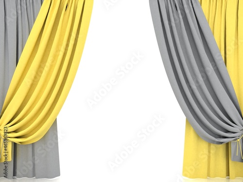 Curtains.Curtains on a white background..3d Render Illustration.