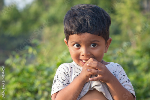 Photography Portrait of rural kid smiling in the nature outdoor