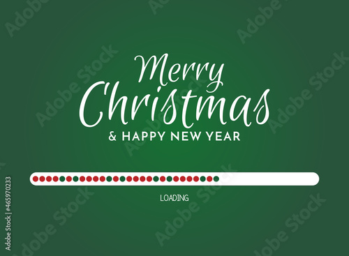 Loading Merry Christmas. Vector Illustration Banner on green background. Greeting card, web, brochure or poster template. Illustration.