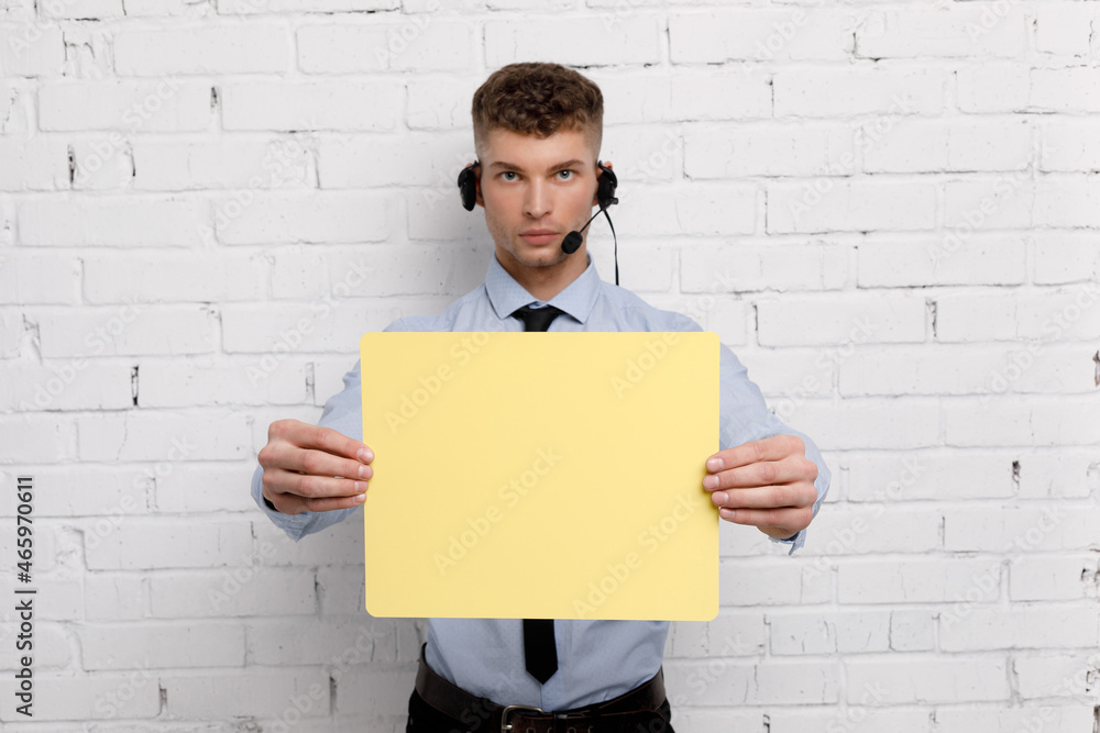 Young businessman is showing the word. Your text here Young businessman is showing the word. Your text here
