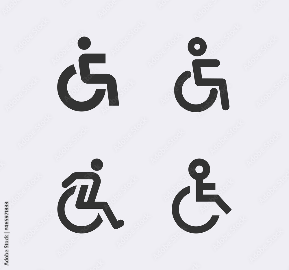 Disabled Handicap icon. Handicapped patient line icon. Disabled man outline vector icon Disabled Handicap icon. Handicapped patient line icon. Disabled man outline vector icon