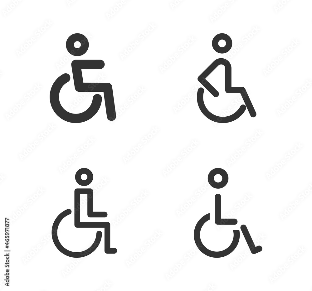 Disabled Handicap icon. Handicapped patient line icon. Disabled man outline vector icon Disabled Handicap icon. Handicapped patient line icon. Disabled man outline vector icon