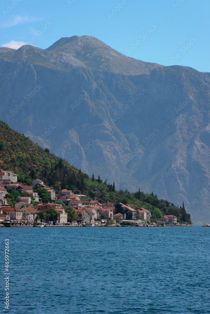 Beautiful landscape view from the Bay of Kotor on autumn