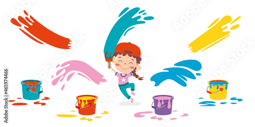 Funny Kid Coloring And Painting
