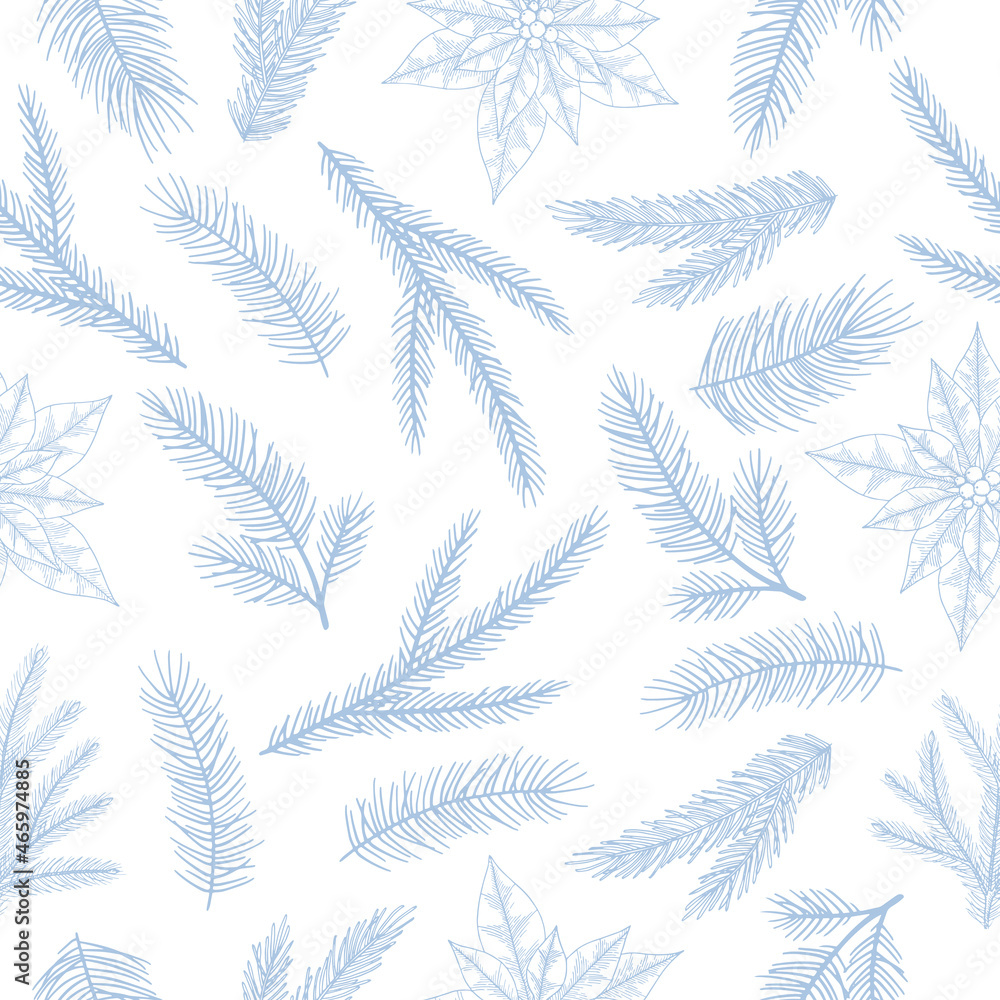 Fototapeta Christmas and New Year seamless pattern, vector xmas background
